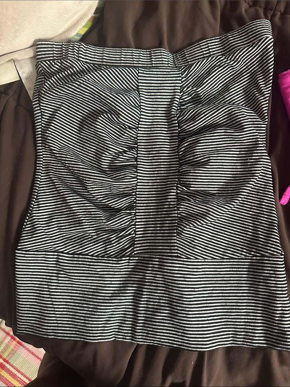 Black and White Striped Strapless Tube Top
